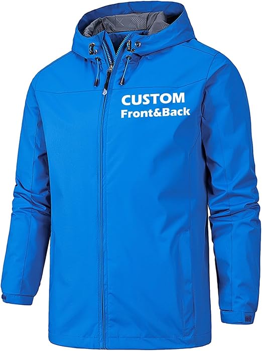 Custom Waterproof Jacket for Men Lightweight Windbreaker Rain Coat with Hood Add Your Logo
