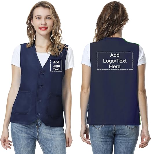TopTie Custom Work Vest Personalized Volunteer Activity Supermarket Uniform Unisex Vest