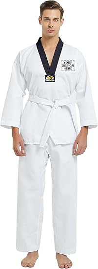 TopTie Customized Taekwondo Uniform for Kids Adults TKD Dobok Uniform with Belt Martial Arts Training Suit