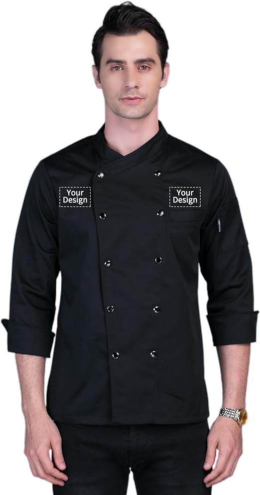 Custom Chef Coat Men's Long Sleeve Classic Chef Jacket Double Breasted