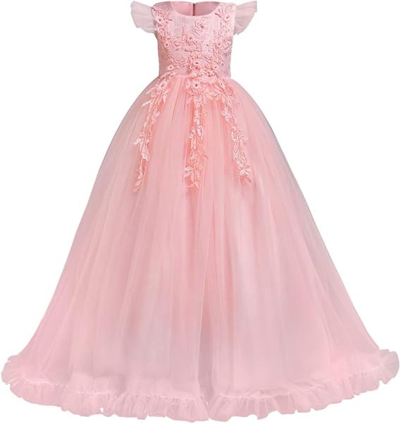 Girls Flower Princess Maxi Pageant Gown for Kids