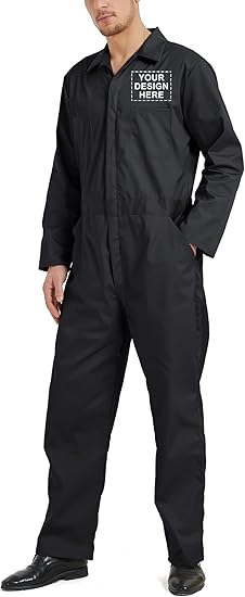 TopTie Custom Printing Embroidery Long Sleeve Coverall with Name or Logo, Action Back Coverall