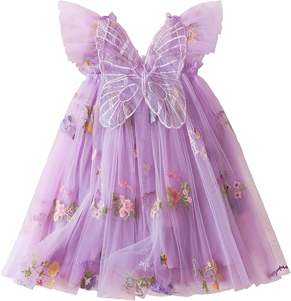NNJXD Baby Girl Tulle Dress Casual Flower Embroidery Toddler Dresses