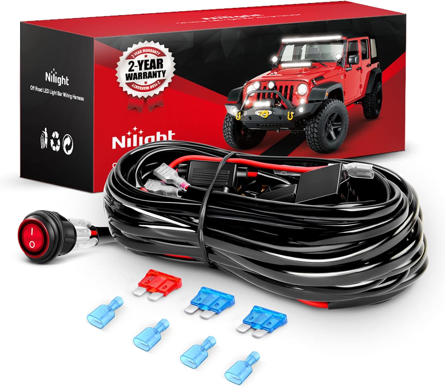 Nilight - NI -WA 06 LED Light Bar Wiring Harness Kit