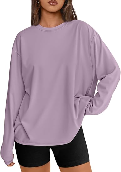 Oversized Long Sleeve Basic Tee for Women – Casual Y2K Style