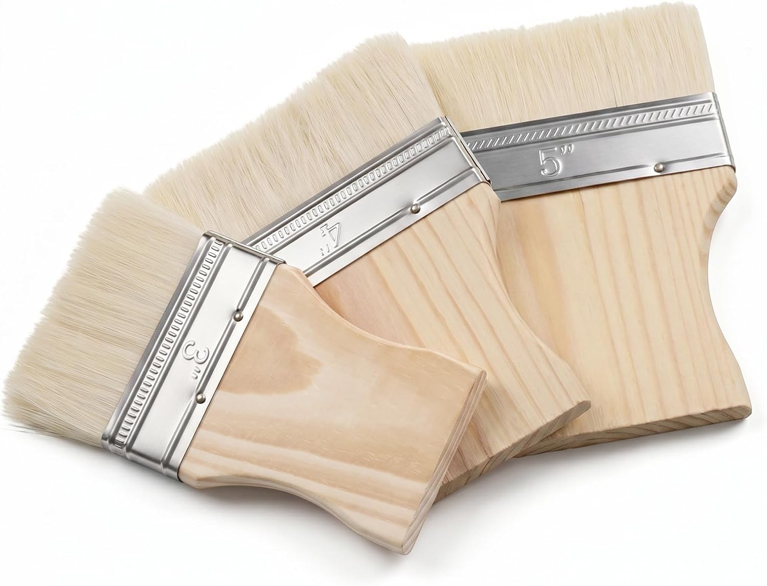 Wide flat paddle paint brush set 3-piece art brushes