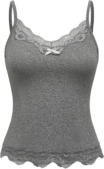 SHENHE Women's Lace Cami Y2K V Neck Sleeveless Tank Top Spaghetti Strap Camisole