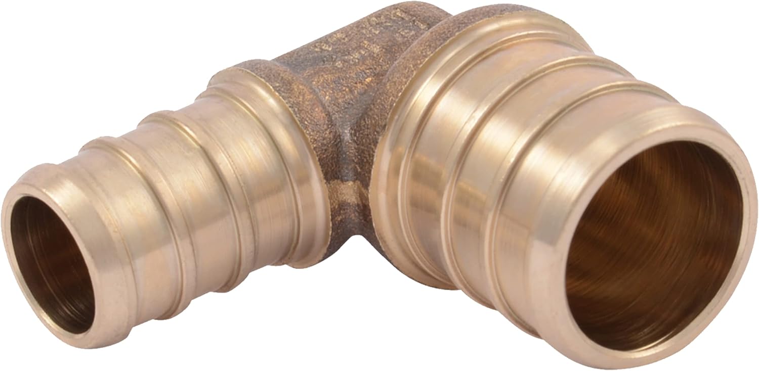 3/4 Inch x 1/2 Inch Crimp 90 Degree Brass Elbow