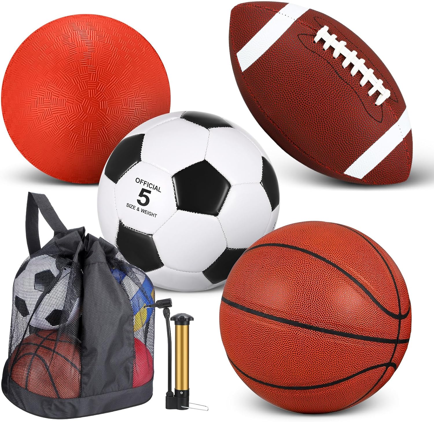 4 Pcs Sports Balls Set with pump and bag