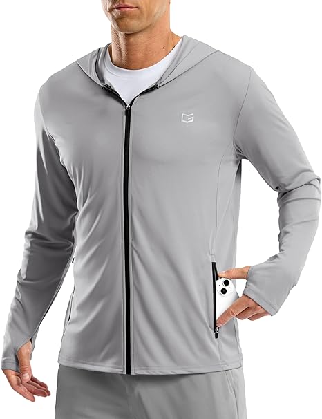 Men's UPF 50+ Sun Protection Hoodie Jacket Lightweight Full Zip