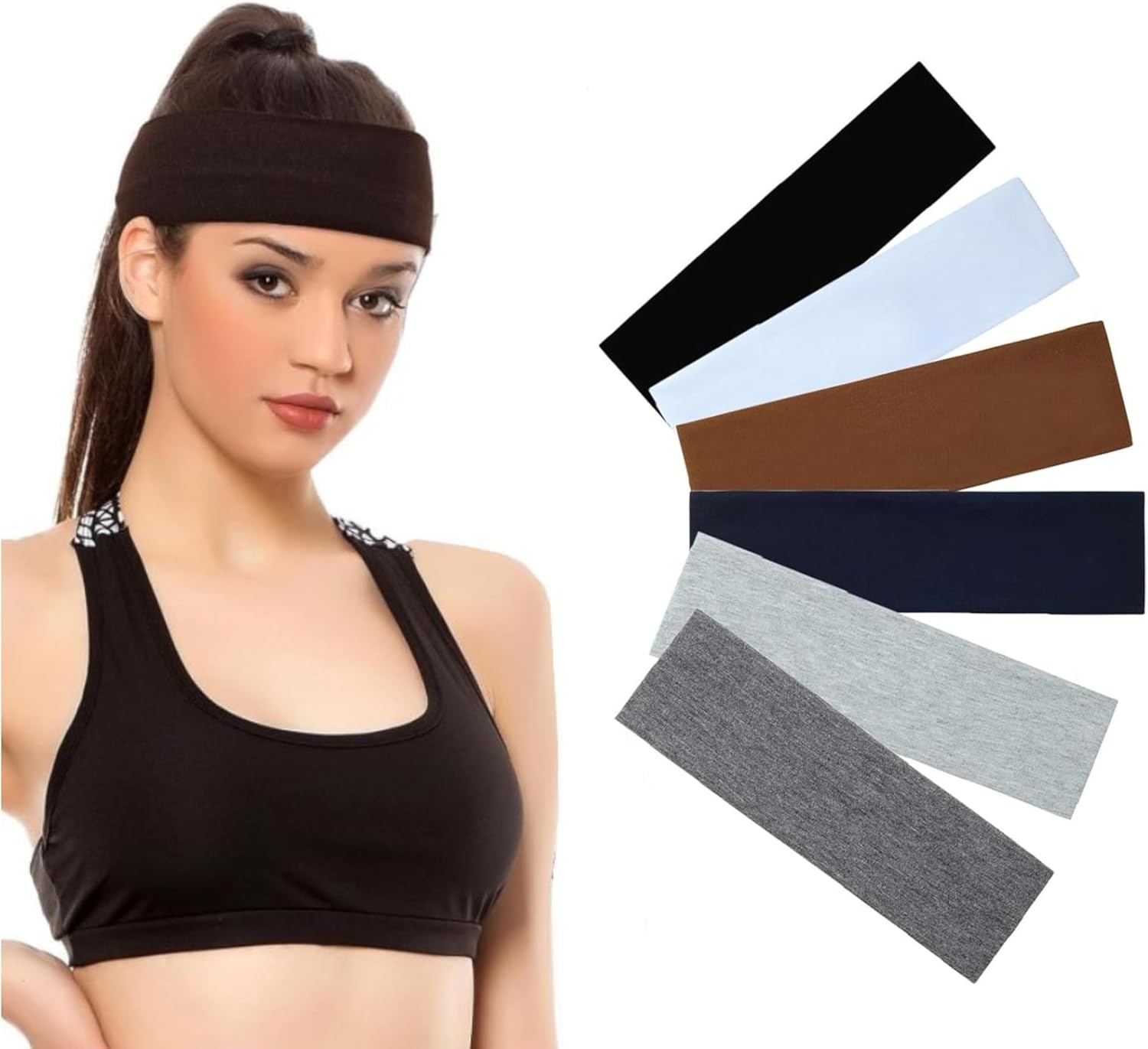 Wide Elastic Non-Slip Sweatband Headbands for Daily Use