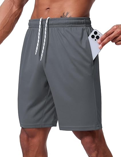 Men's Athletic Quick-Dry Mesh Shorts 9 Inch Inseam