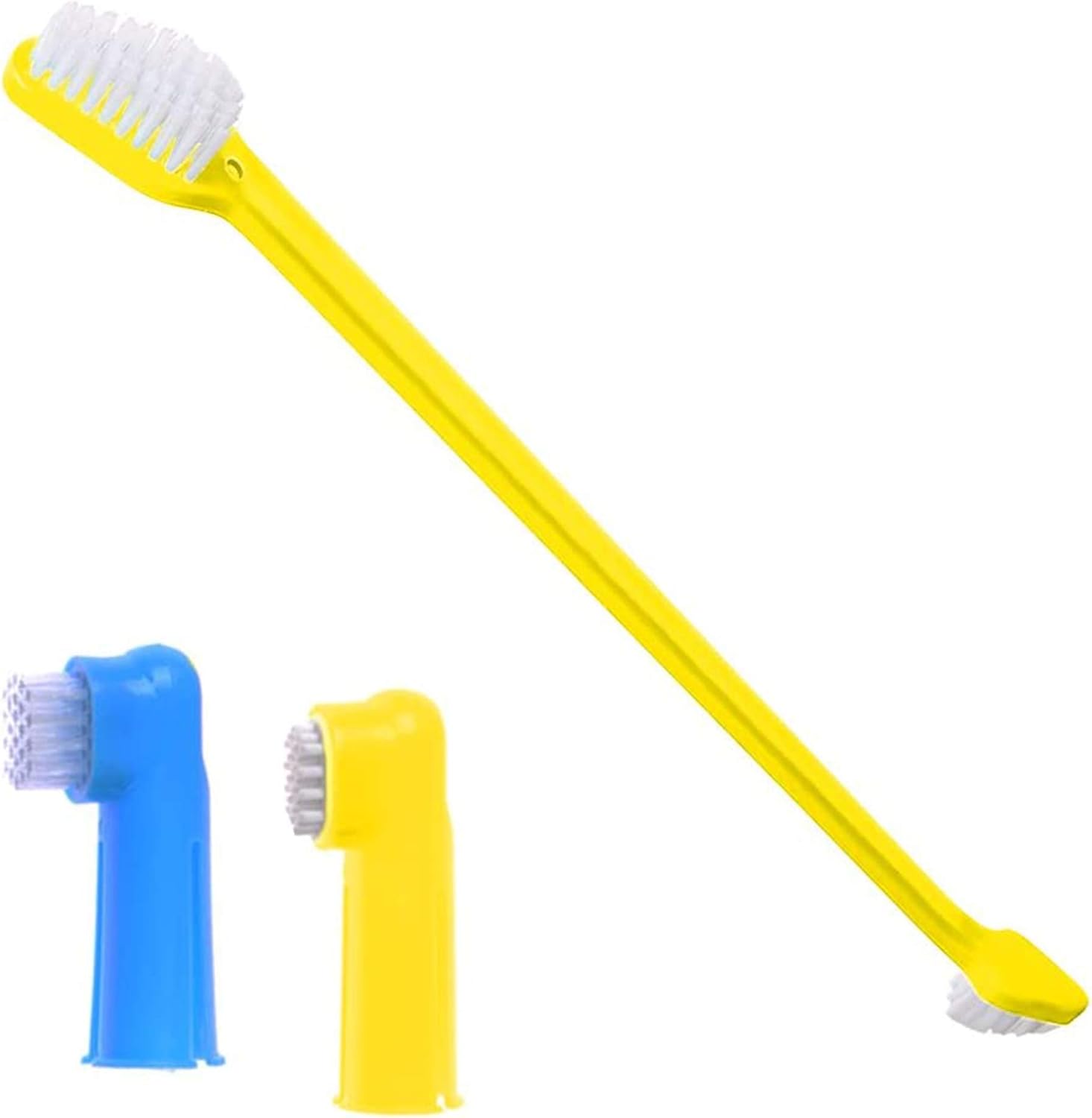 Dual Head Dog Toothbrush Set with Finger Brushes