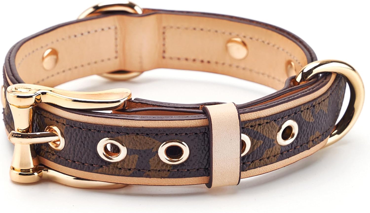 Leather Dog Collar with Soft Padded Lining for Comfort