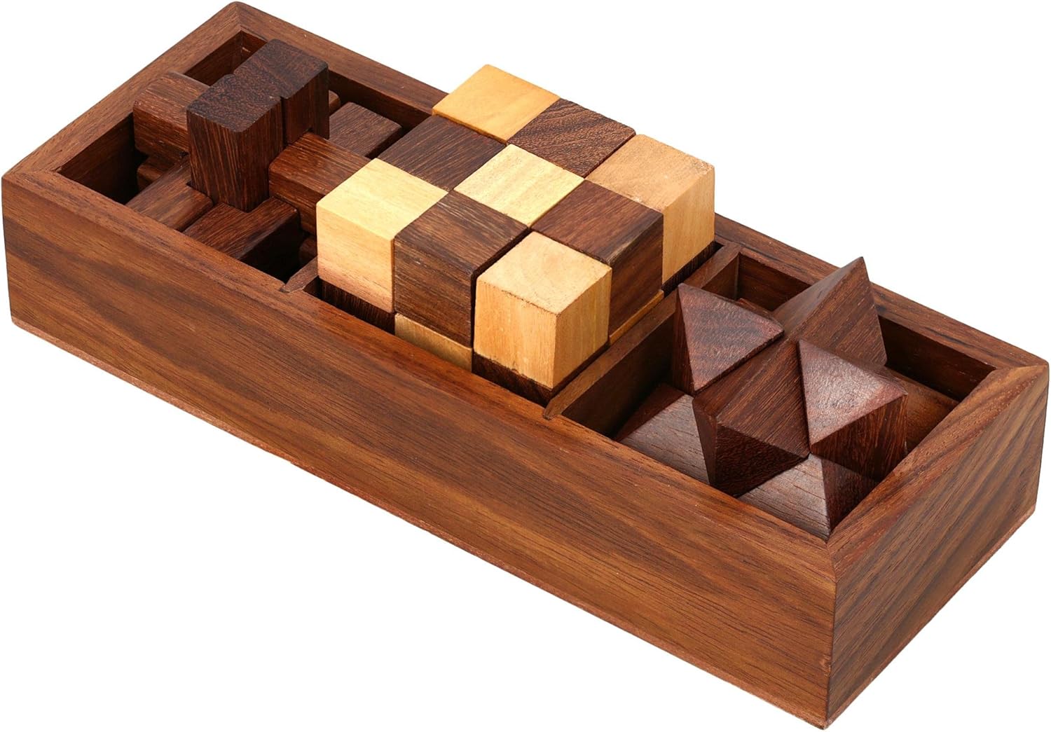 3-in-One Wooden Puzzle Games Set