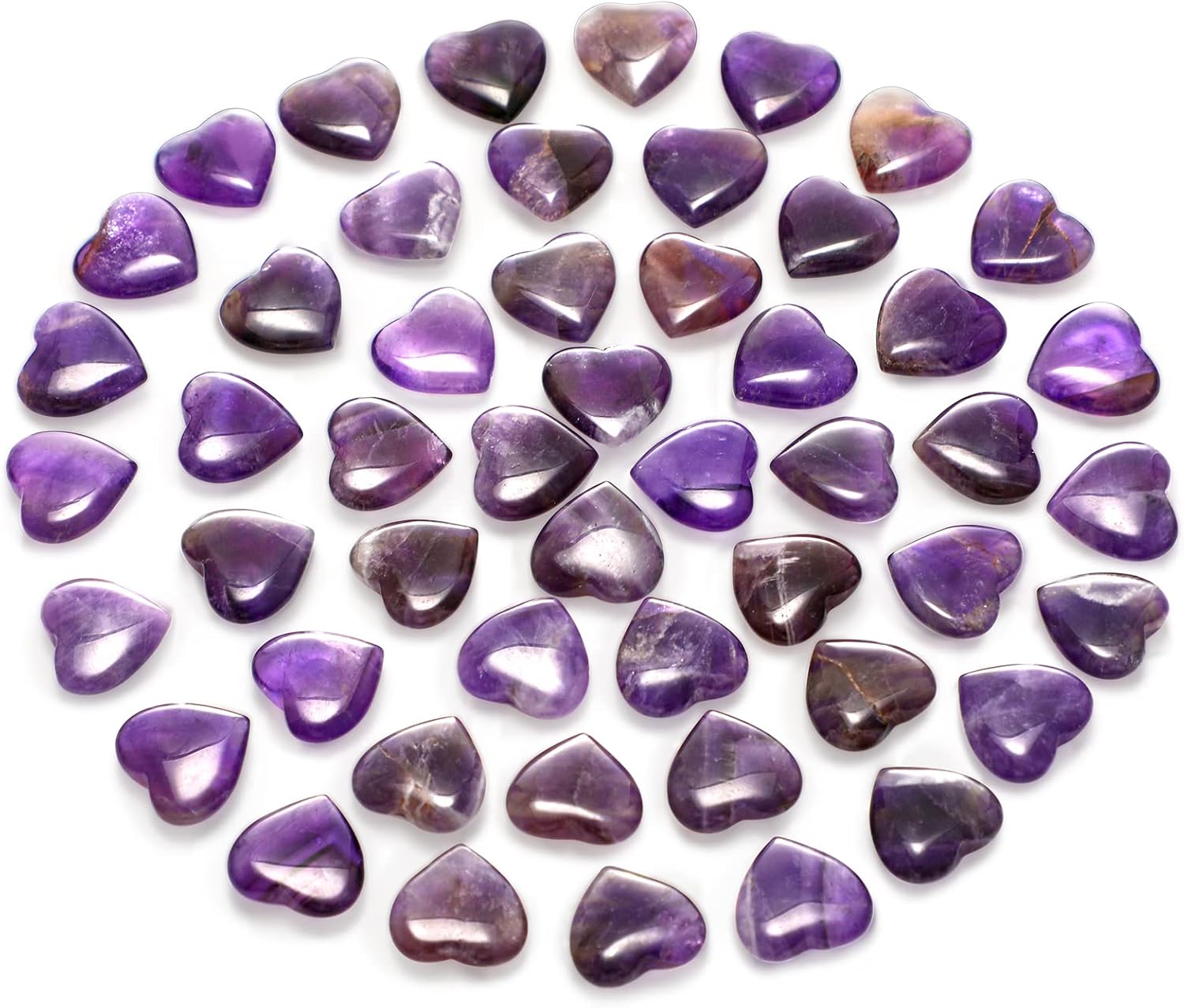 20 PCS Crystals Heart Stones Amethyst Crystal Hearts Set