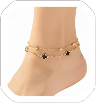 Goldplated Adjustable Anklet Bracelets Set for Women, 2 Pieces