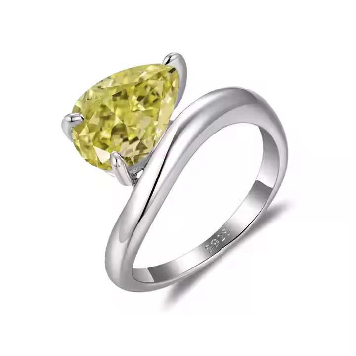 Pear Cut Ice Crushed Crystal Ring