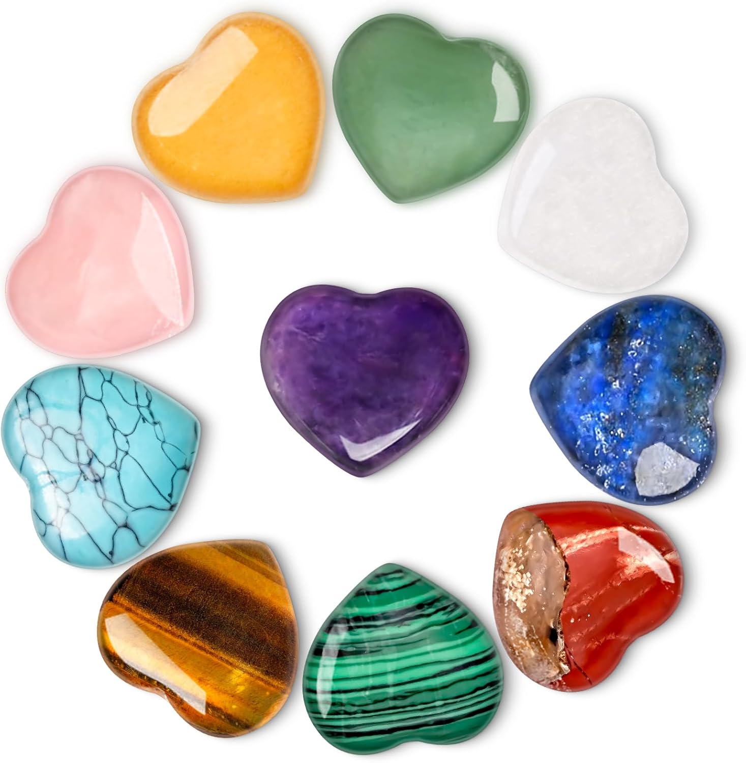 10 PCS Crystals Set Heart Love Stones