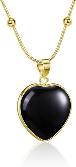 Healing Crystal Heart Gemstone Pendant Necklace