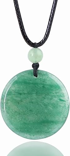 Natural Gemstone Round Healing Crystal Pendant Necklace